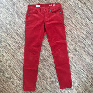 GAP 1969 Red Courdoroy Legging Jeans 27 4 EUC